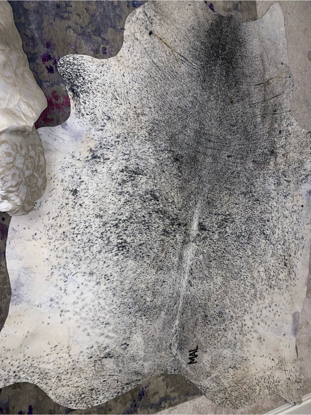 RARE Cowhide Rug Black, and white speckled